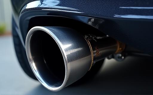 Sistema de escape de titanio expuesto en un coche